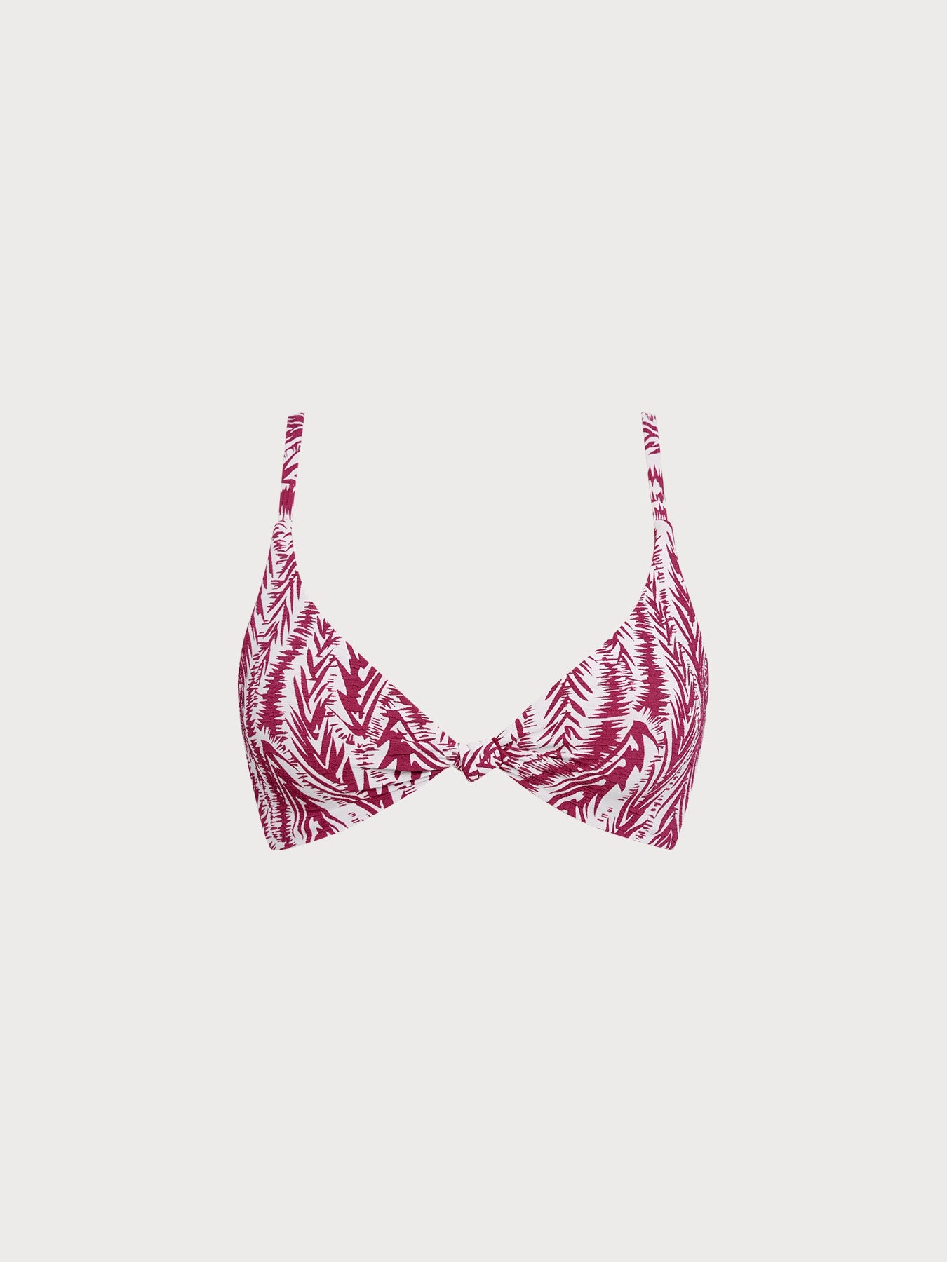 Wine Red Geometric Textured Knot Bikini Top