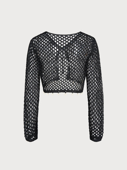 Black Crochet Cover-up Cardigan