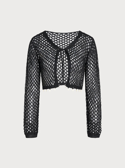 Black Crochet Cover-up Cardigan
