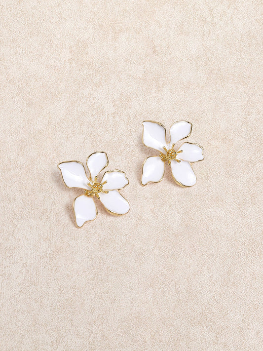 White Flower Alloy Earrings
