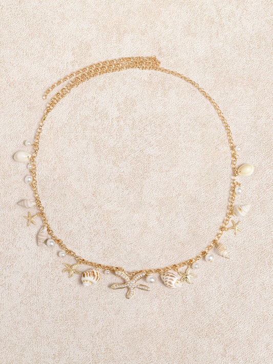 Gold Shell & Starfish Charm Waist Chain