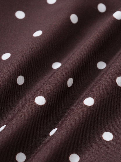Brown Polka Dot Tie-Front Cover-Up Skirt