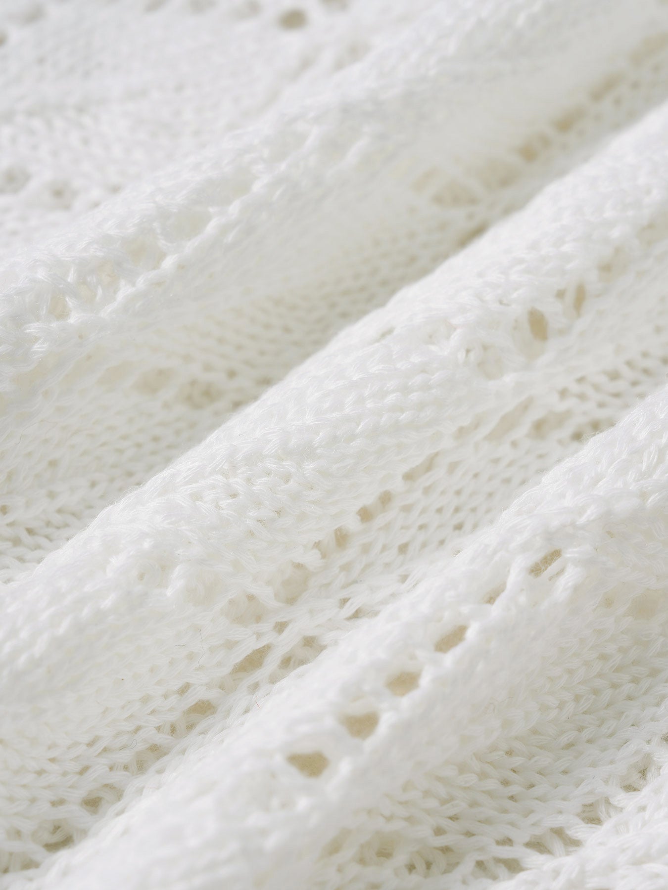 White Crochet Knitted Side-Slit Cover-Up Skirt