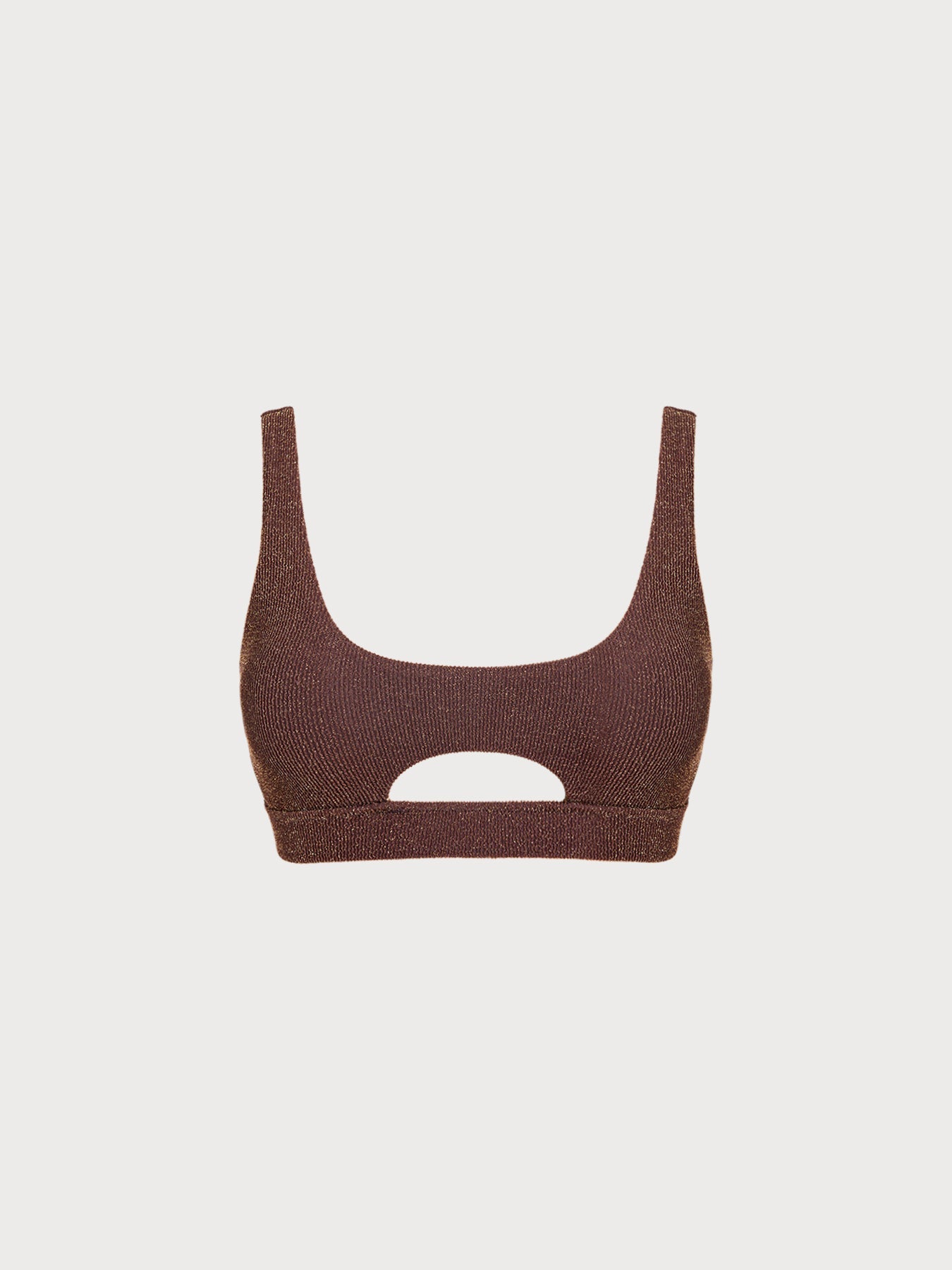 Dark Coffee Lurex Cut Out Bikini Top