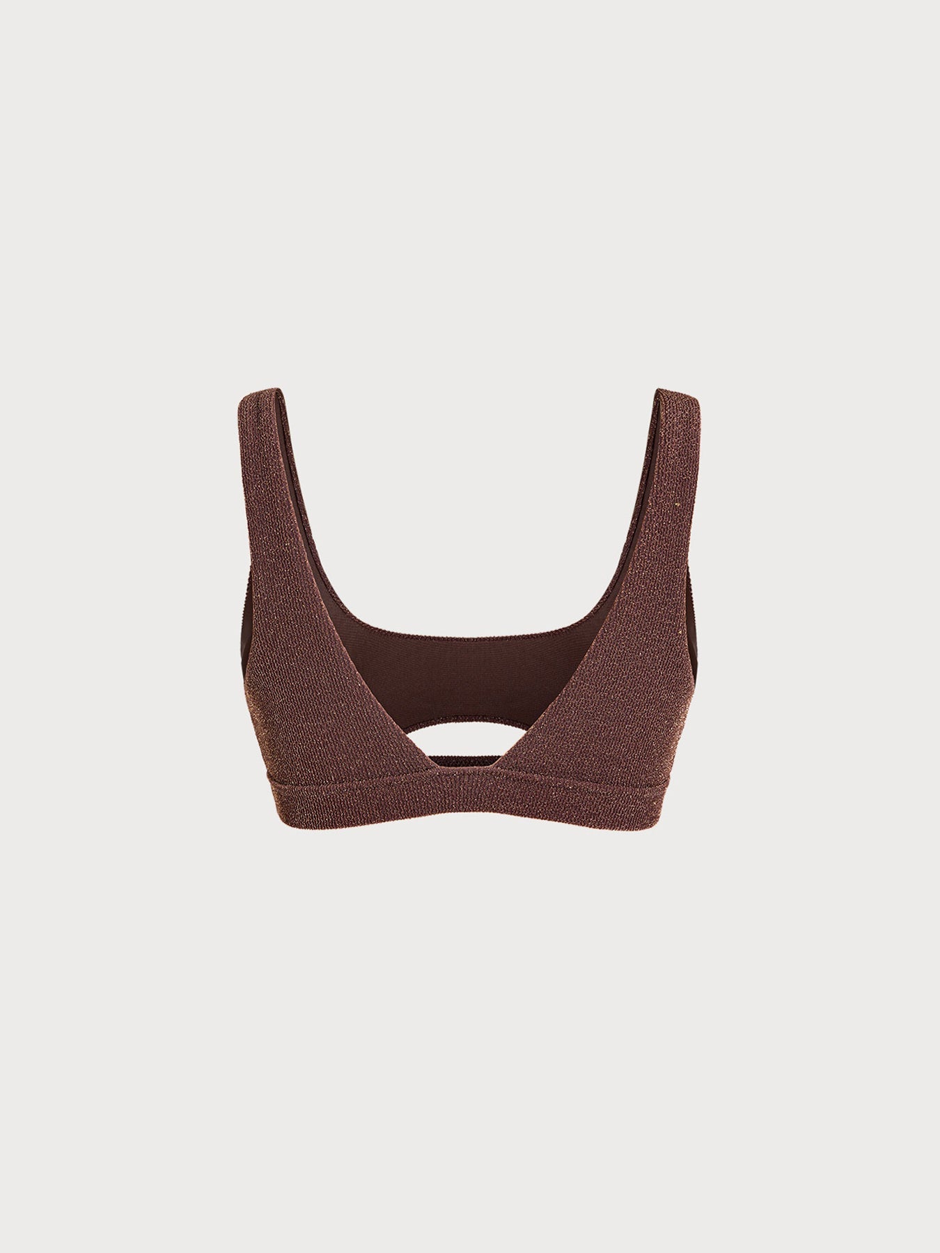 Dark Coffee Lurex Cut Out Bikini Top