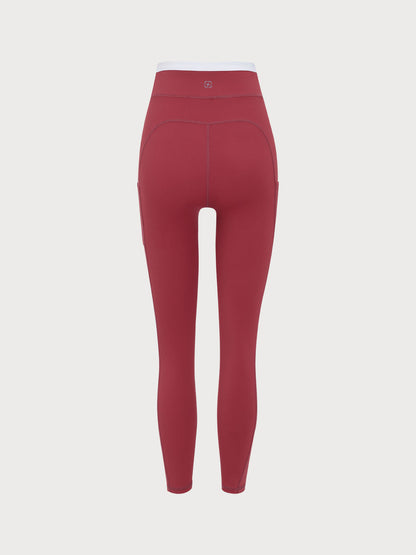 Dark Red Natural V-Waisted Leggings 25"