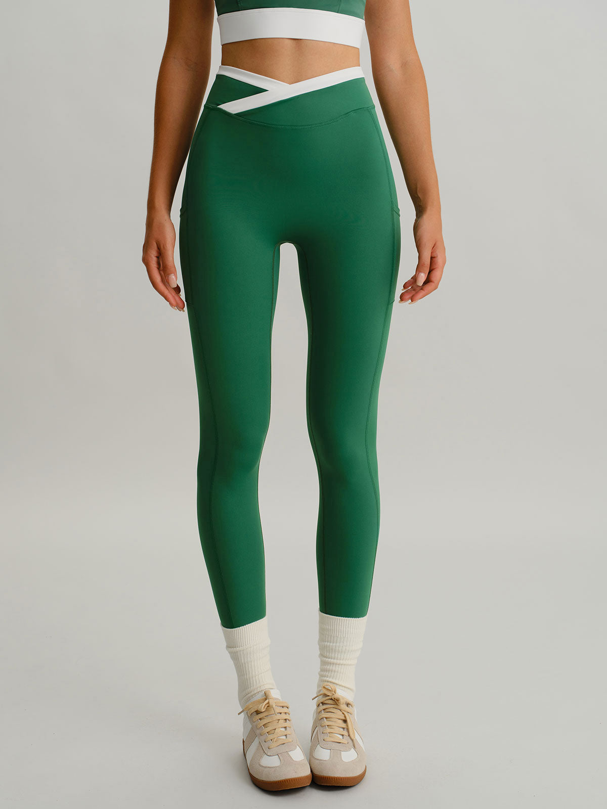 Green Natural V-Waisted Leggings 25"