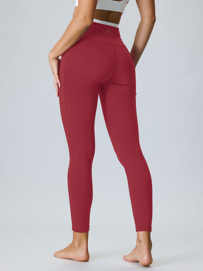 Dark Red Natural V-Waisted Leggings 25"