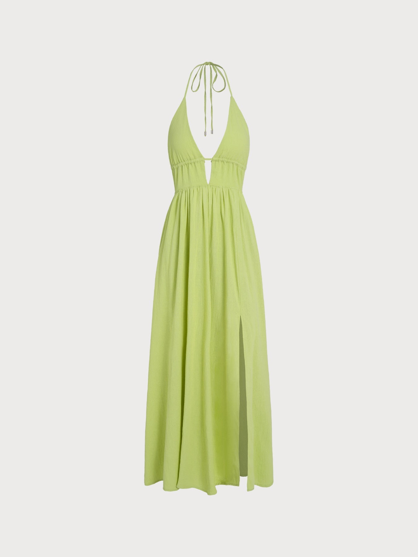 Green Halter Keyhole Cutout Maxi Dress