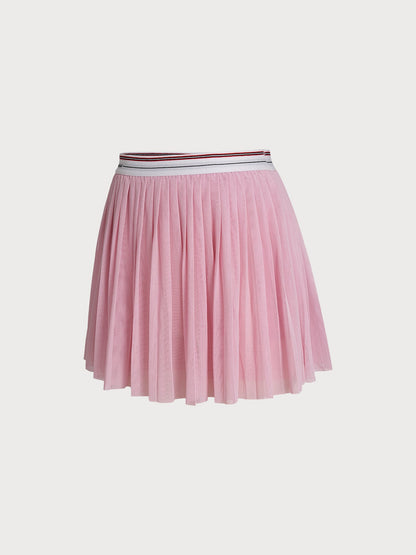 Light Pink Pleated A-Line Sports Skirt