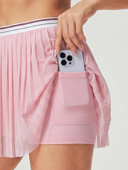 Light Pink Pleated A-Line Sports Skirt
