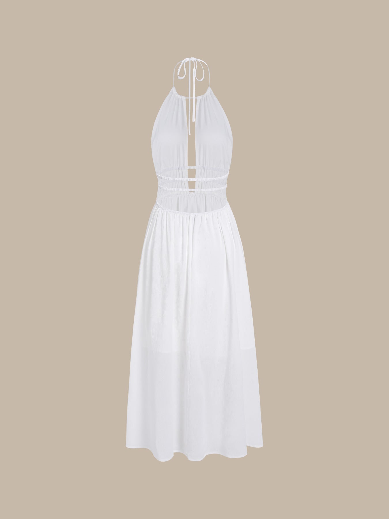 White Cutout Backless Beach Dress