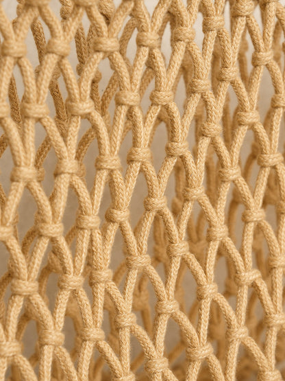 Khaki Knit Woven Mesh Tote Bag
